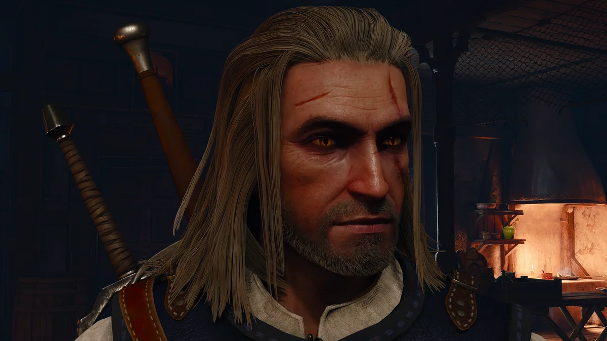Geralt in the HairWorks comparison capture.